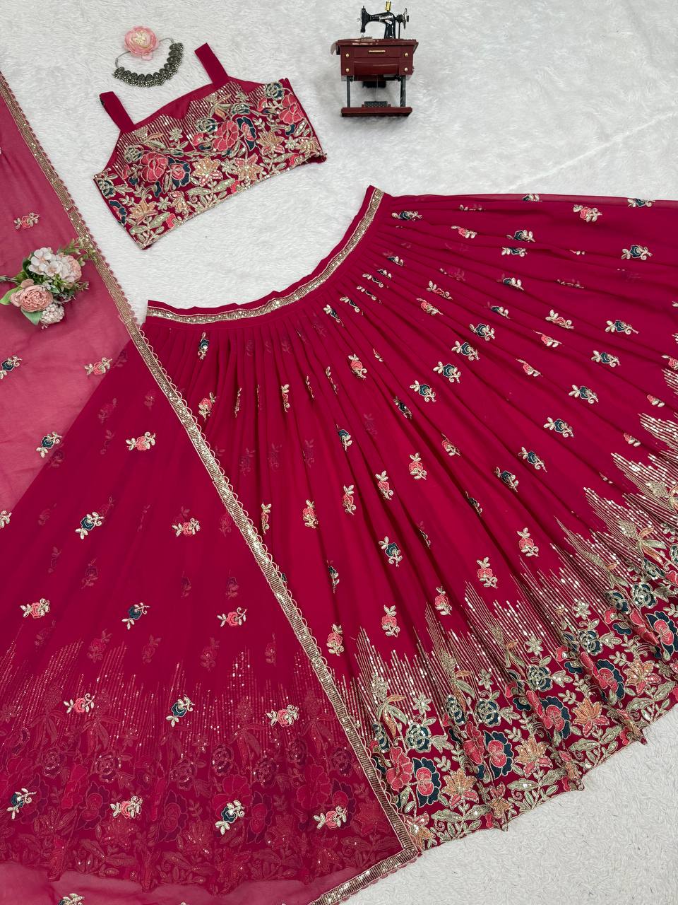 Party Wear Georgette Semi Stitch Lehenga Choli