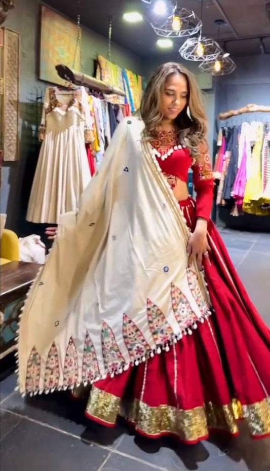 Navratri Festive Rayon Silk With Real Mirror Work Lehenga Choli