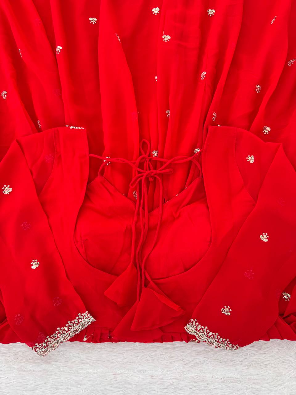 Occasion Wear Red Anarkali Suit with 4-Meter Flair Fully Stiched