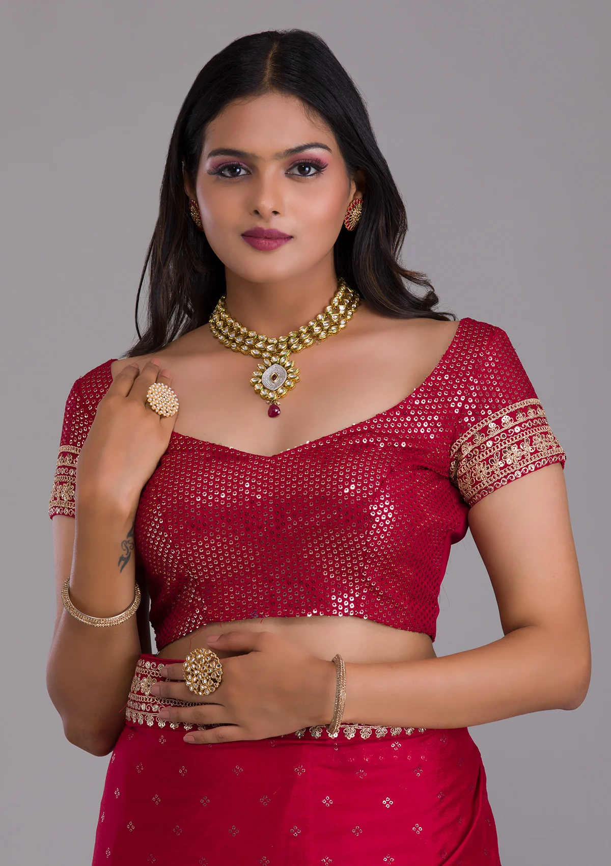 Wedding Wear All Over Foil Work Sequence And Codding Embroidary Border Saree