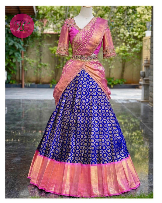 Royal Blue Colour Kanjiveram Silk Lehenga Choli