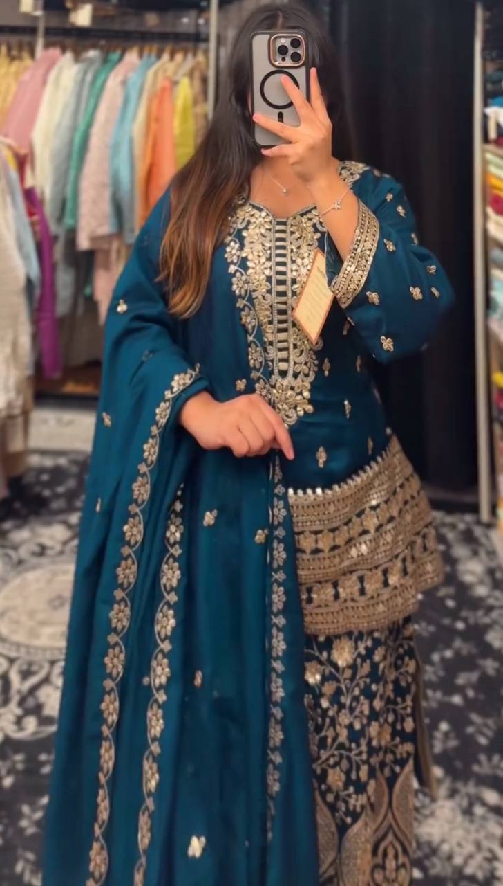Elegant Evening Chinon Silk Palazzo Suit Collection