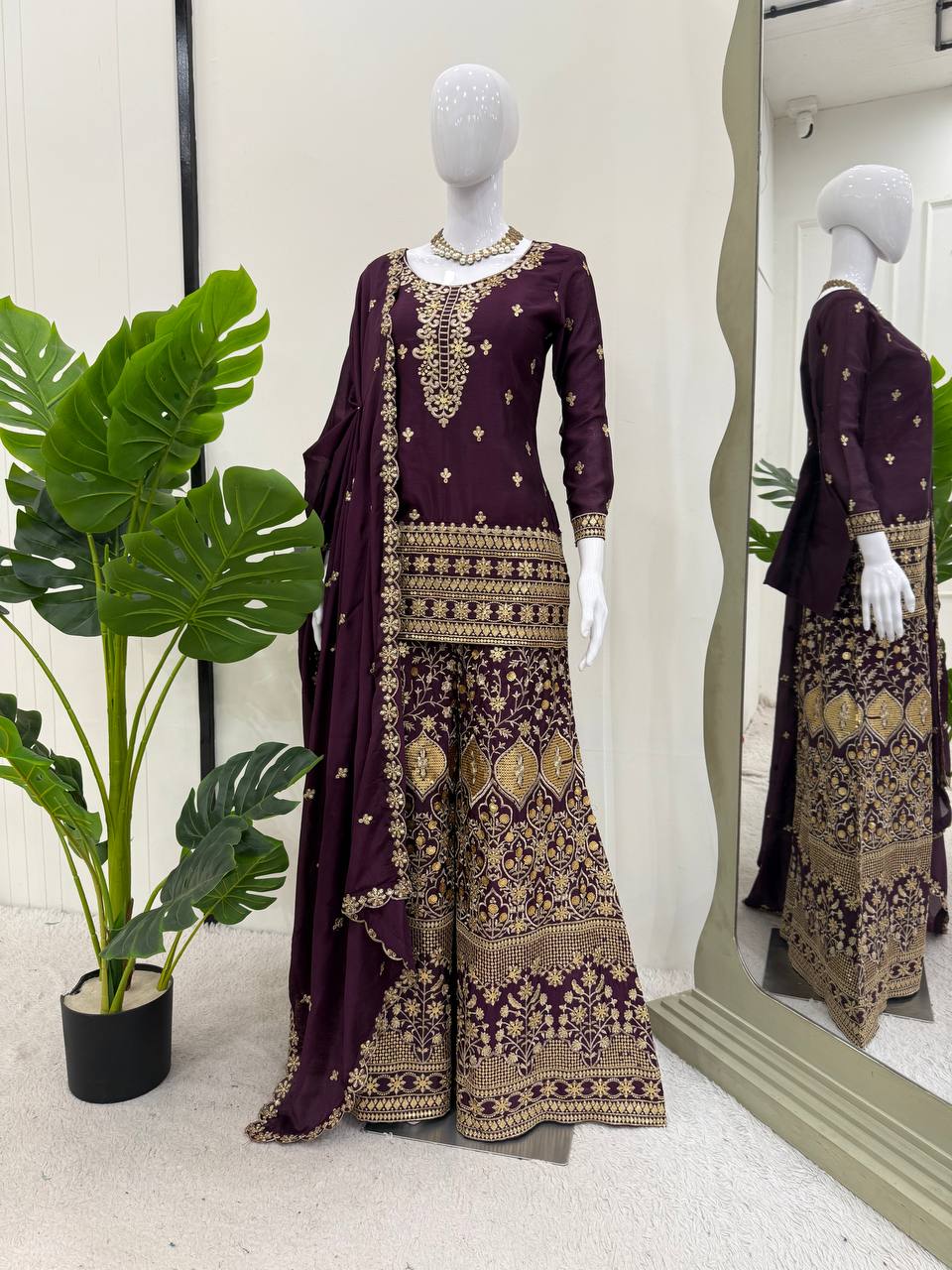 Elegant Evening Chinon Silk Palazzo Suit Collection