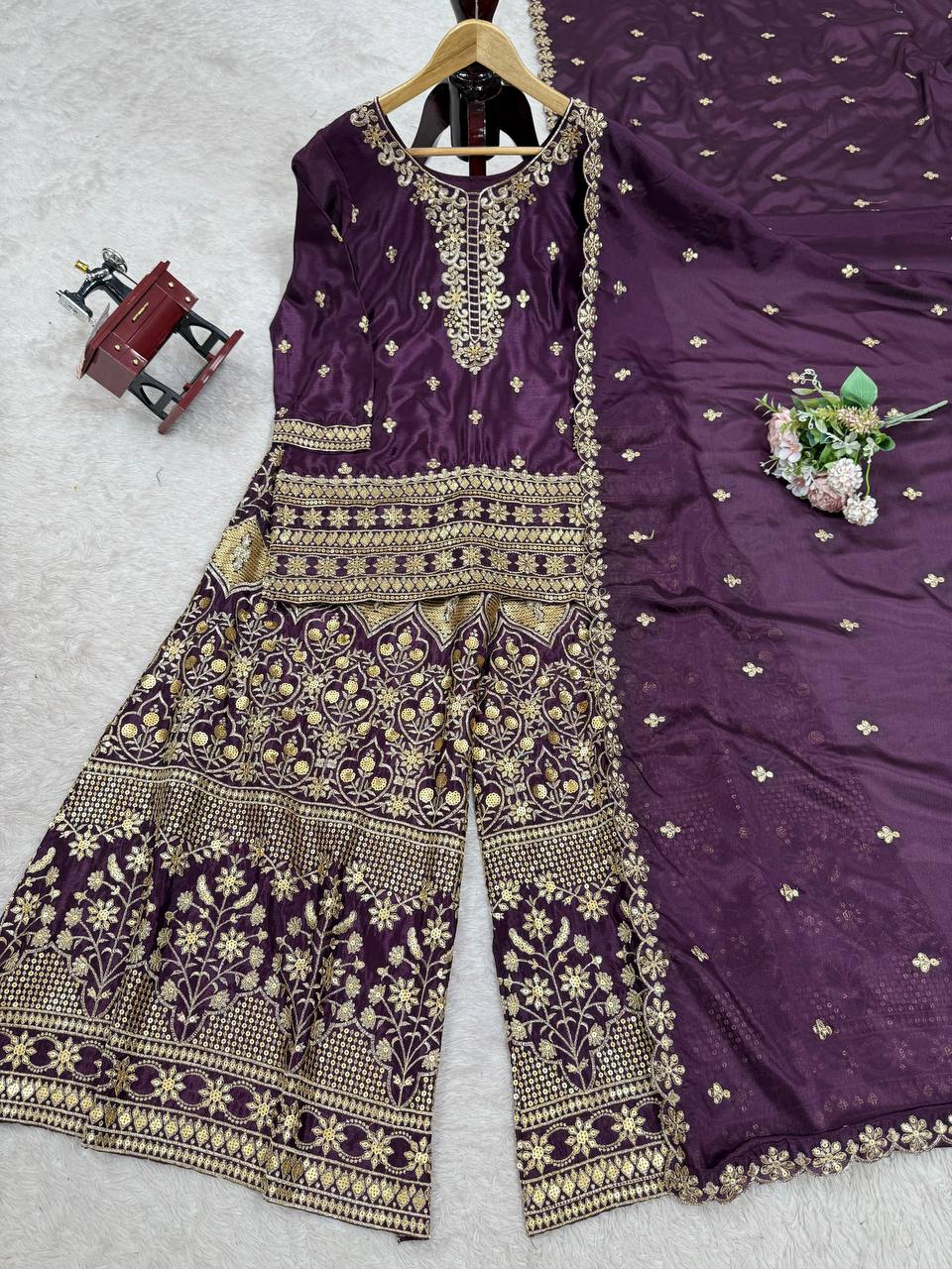 Elegant Evening Chinon Silk Palazzo Suit Collection