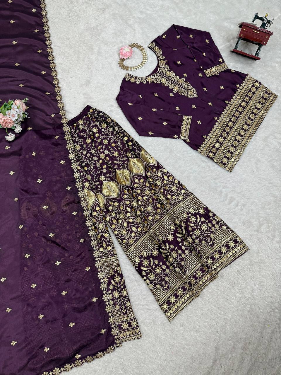 Elegant Evening Chinon Silk Palazzo Suit Collection
