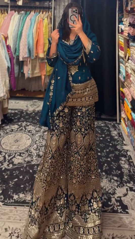 Elegant Evening Chinon Silk Palazzo Suit Collection