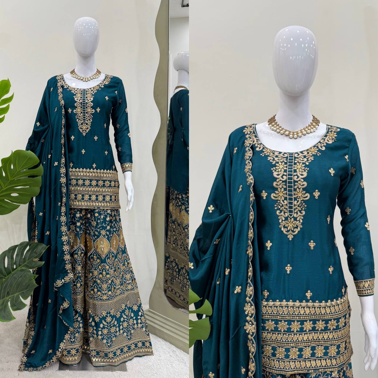 Elegant Evening Chinon Silk Palazzo Suit Collection