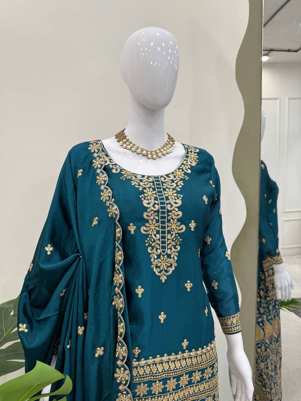 Elegant Evening Chinon Silk Palazzo Suit Collection