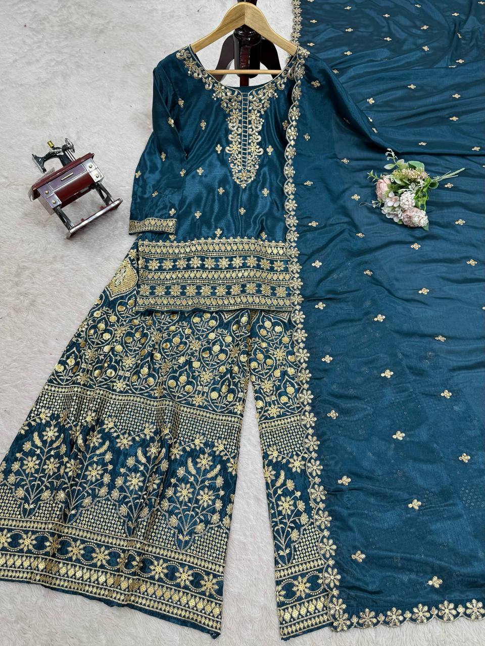 Elegant Evening Chinon Silk Palazzo Suit Collection