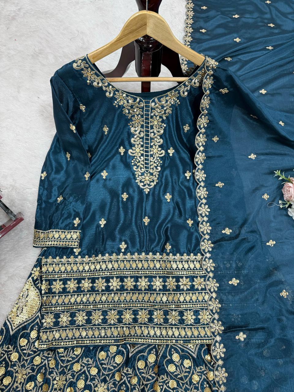 Elegant Evening Chinon Silk Palazzo Suit Collection