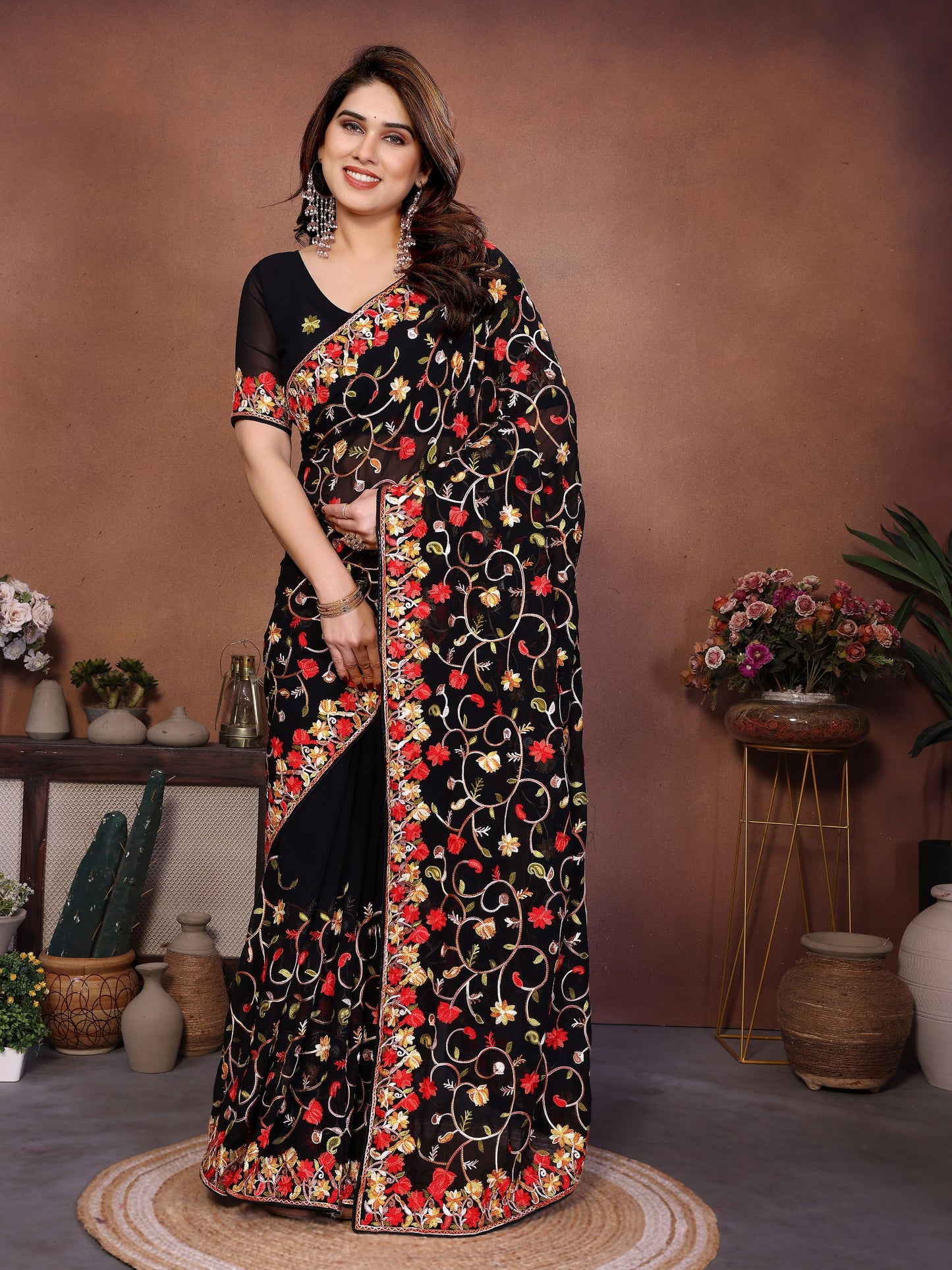 New Latest Party Wear Lakhnowi Georgette Saree