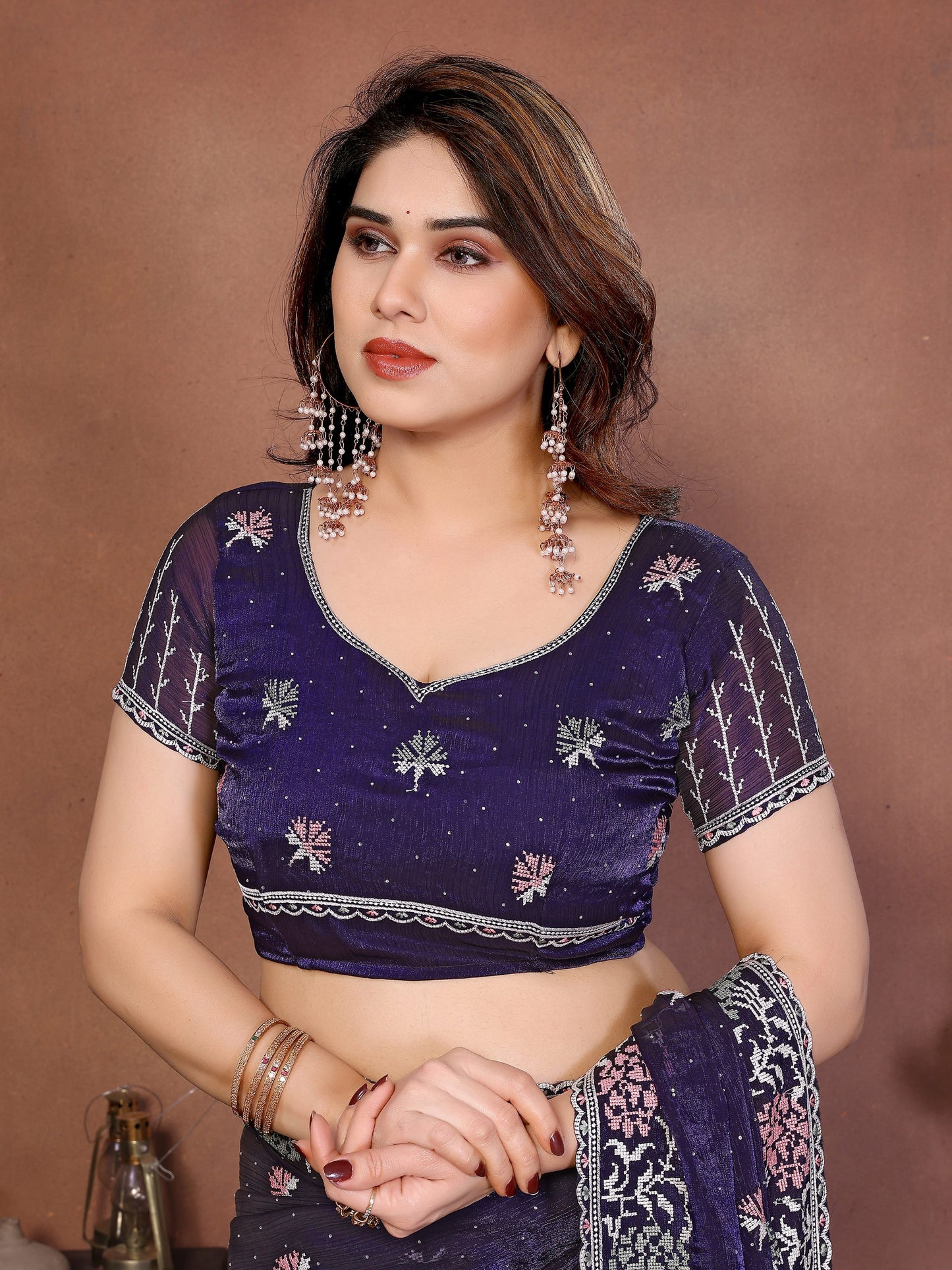 New Party Wear Soft Fendy Chiffon Silk Saree