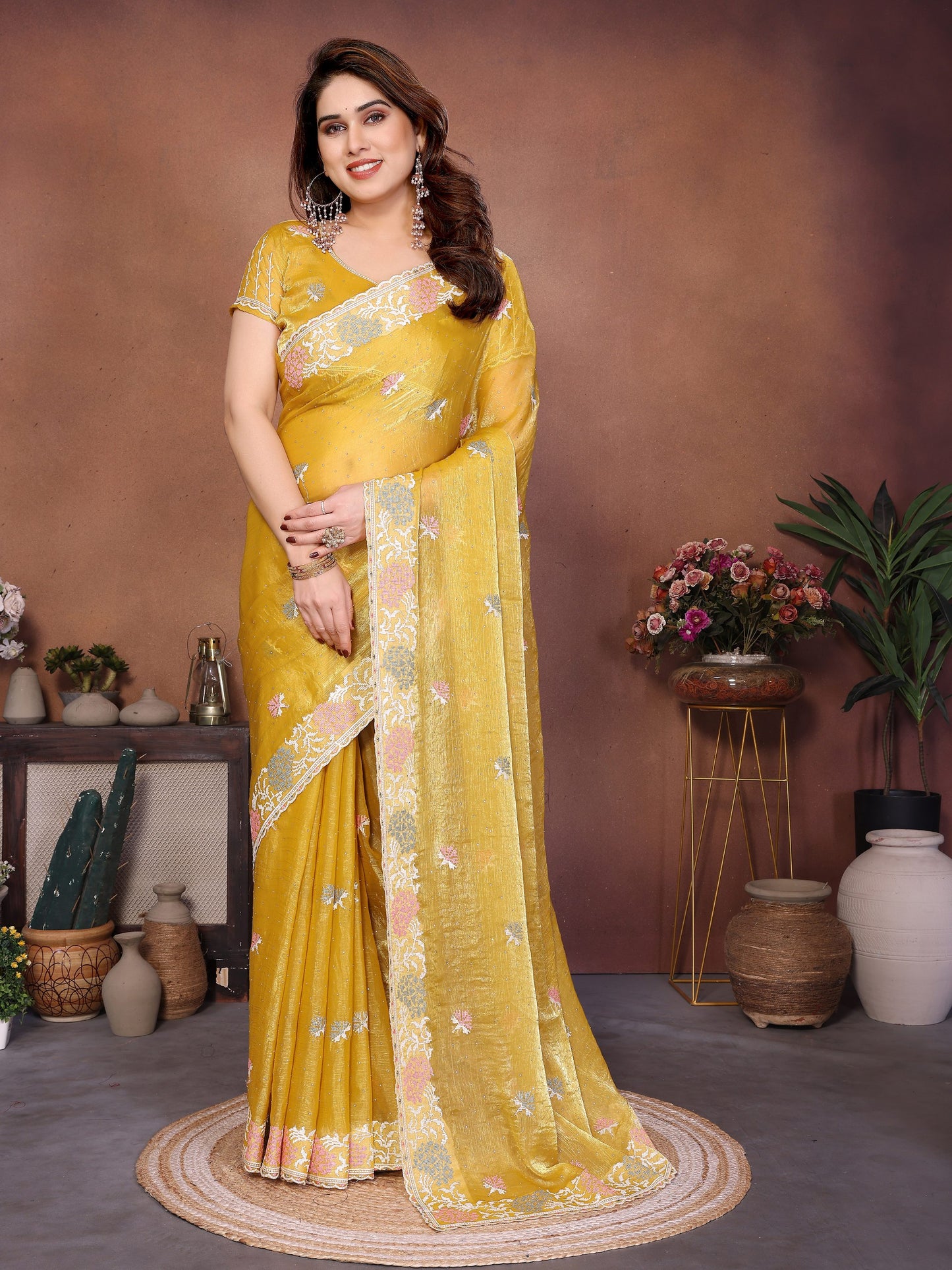 New Party Wear Soft Fendy Chiffon Silk Saree