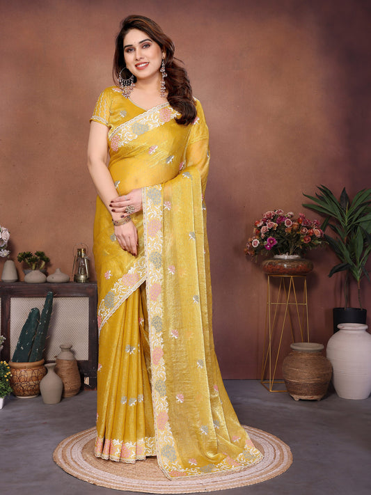New Party Wear Soft Fendy Chiffon Silk Saree