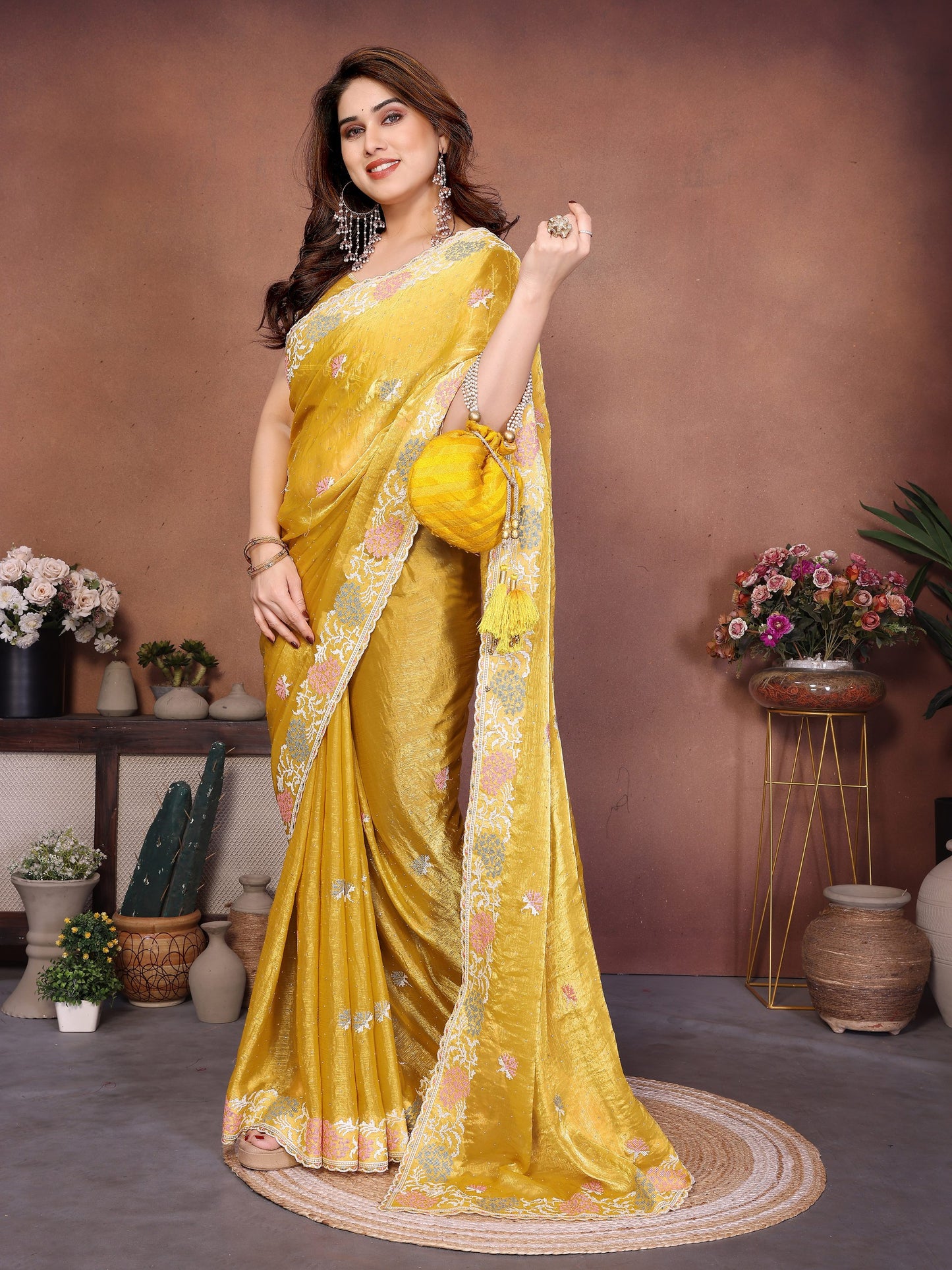 New Party Wear Soft Fendy Chiffon Silk Saree