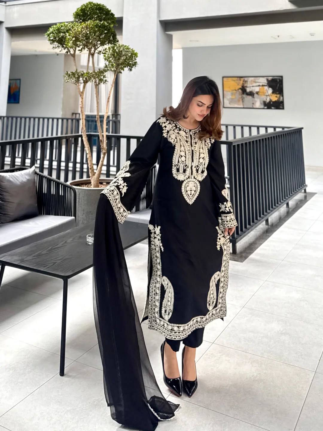 New Latest Designer Classic Embroidered Party Wear Suit Set