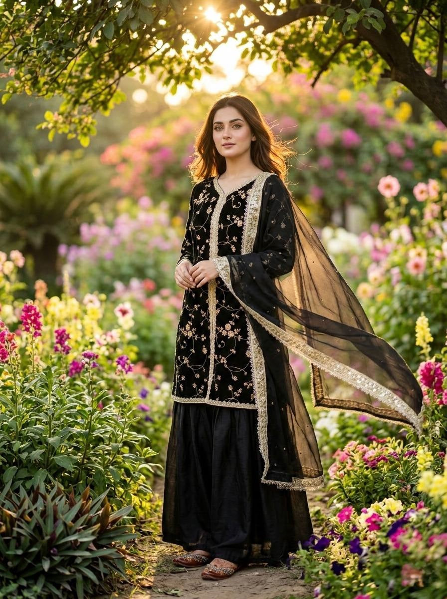 New Trendy Classic Sharara Suit Set for Traditional Occasions