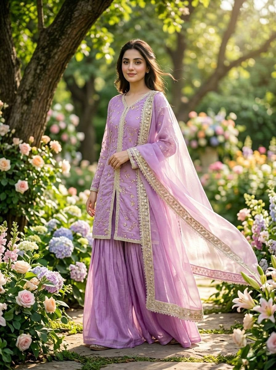 New Trendy Classic Sharara Suit Set for Traditional Occasions