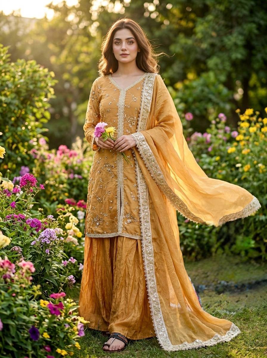 New Trendy Classic Sharara Suit Set for Traditional Occasions