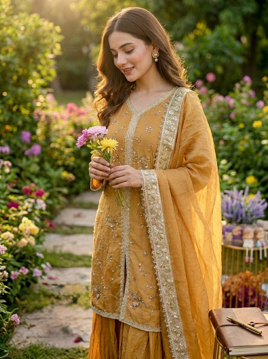 New Trendy Classic Sharara Suit Set for Traditional Occasions
