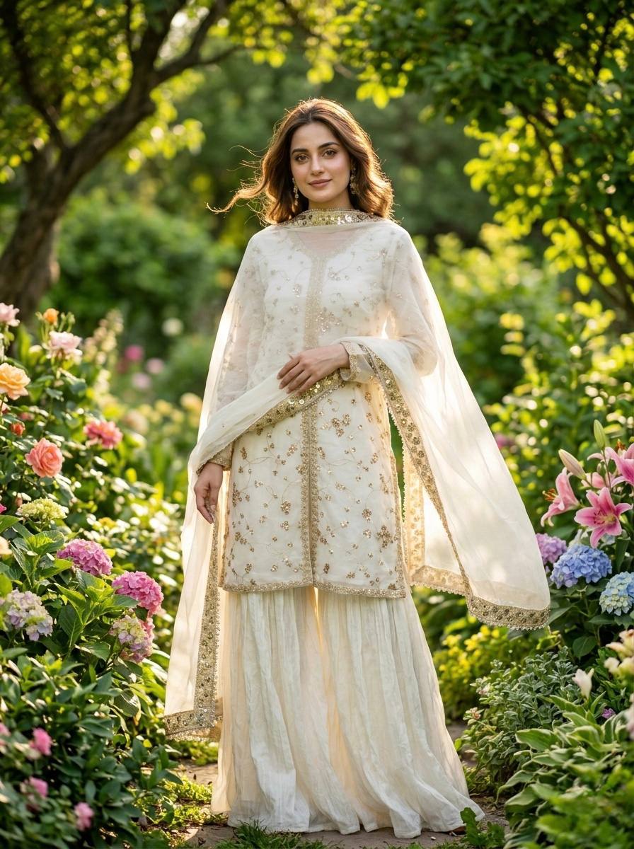 New Trendy Classic Sharara Suit Set for Traditional Occasions