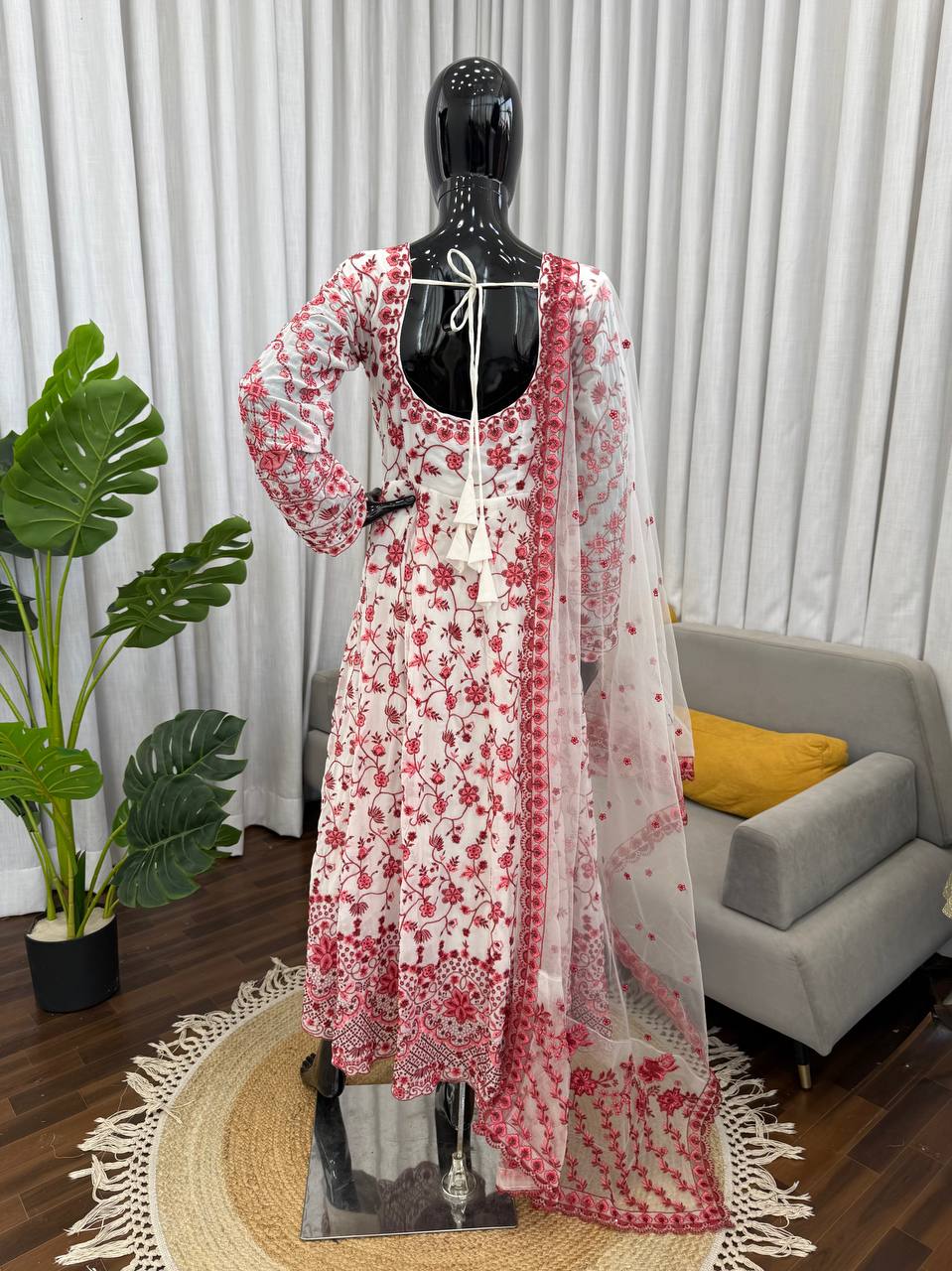 New Latest Trending Elegant Embroidered Anarkali Kurta Set with Matching Dupatta