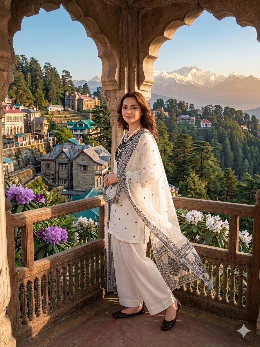 New Trendy Elegant Mirror-Work Kurti and Salwar Set with Sheer Dupatta Set