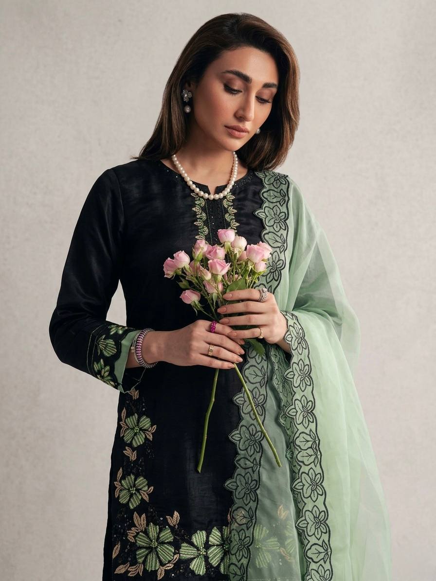 Women’s New Designer Trendy  Embroidered Kurta and Pant Set with Dupatta