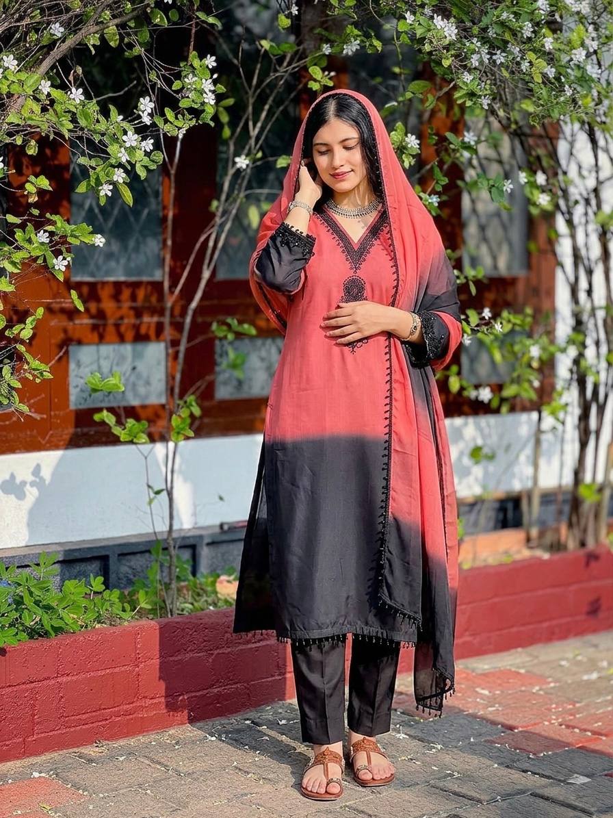 Women's New Trendy Stylish Elegant Dual-Tone Festive Suit Set