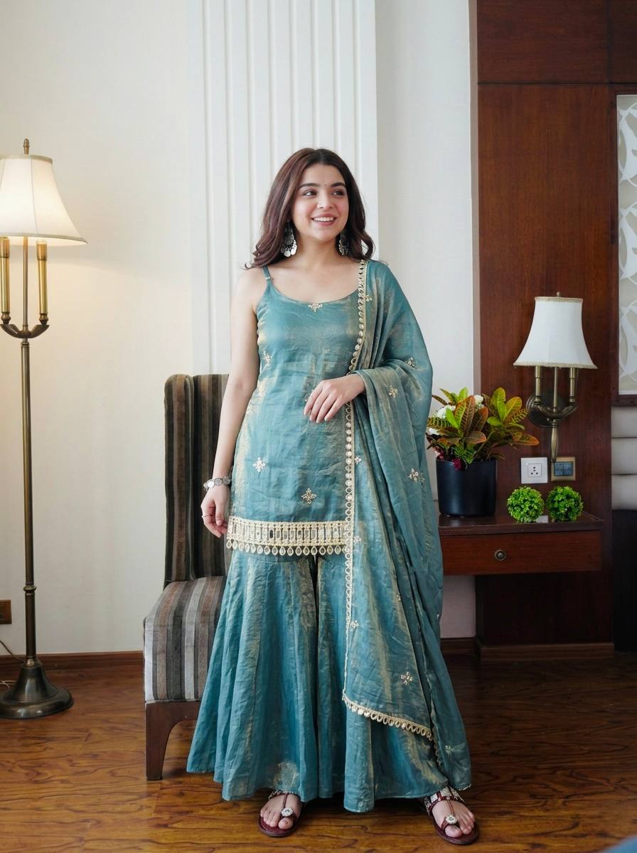 New Women's Trendy Premium Ready-to-Wear Sharara Suit Set