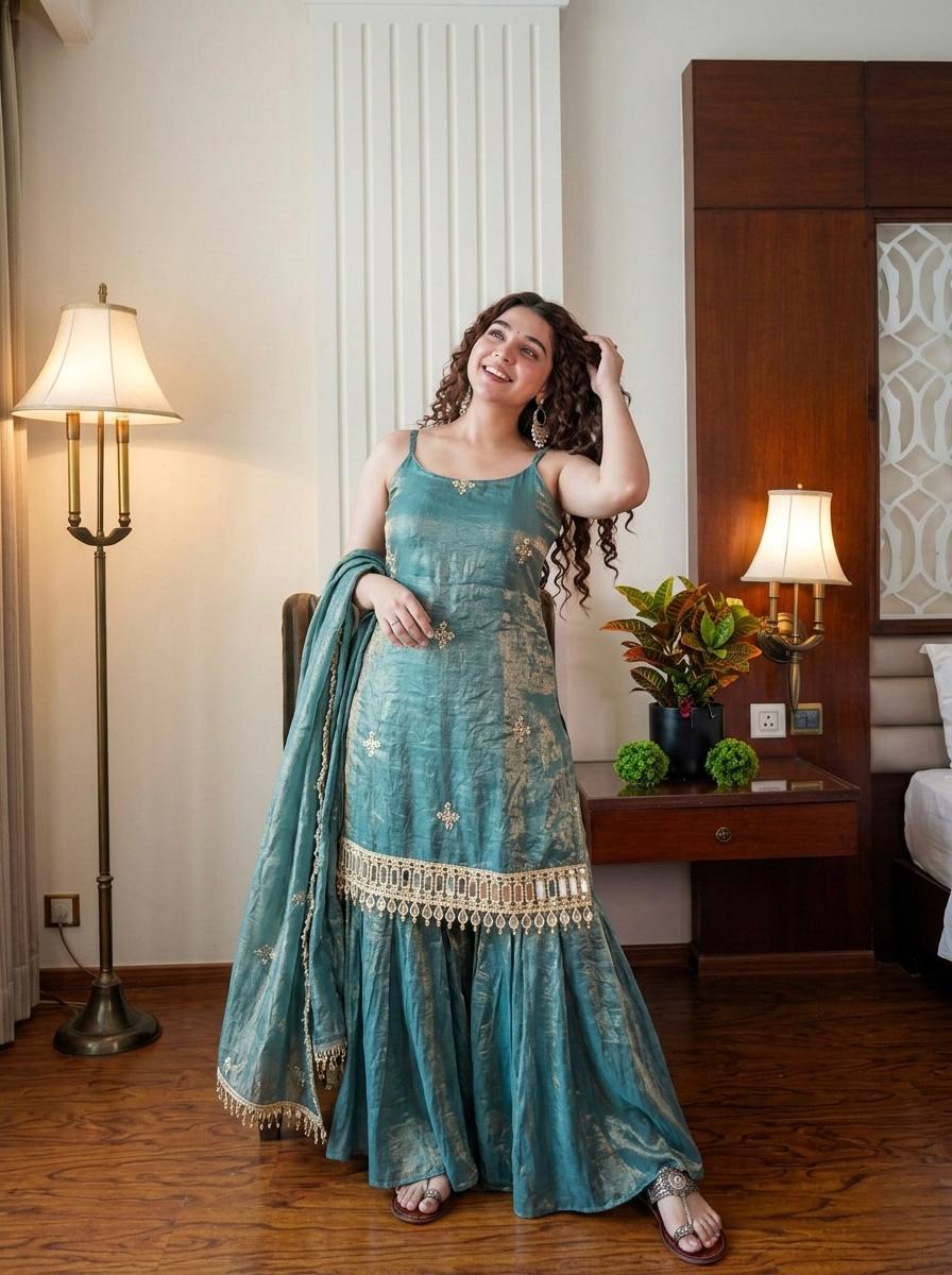 New Women's Trendy Premium Ready-to-Wear Sharara Suit Set