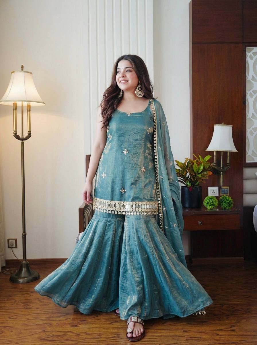 New Women's Trendy Premium Ready-to-Wear Sharara Suit Set
