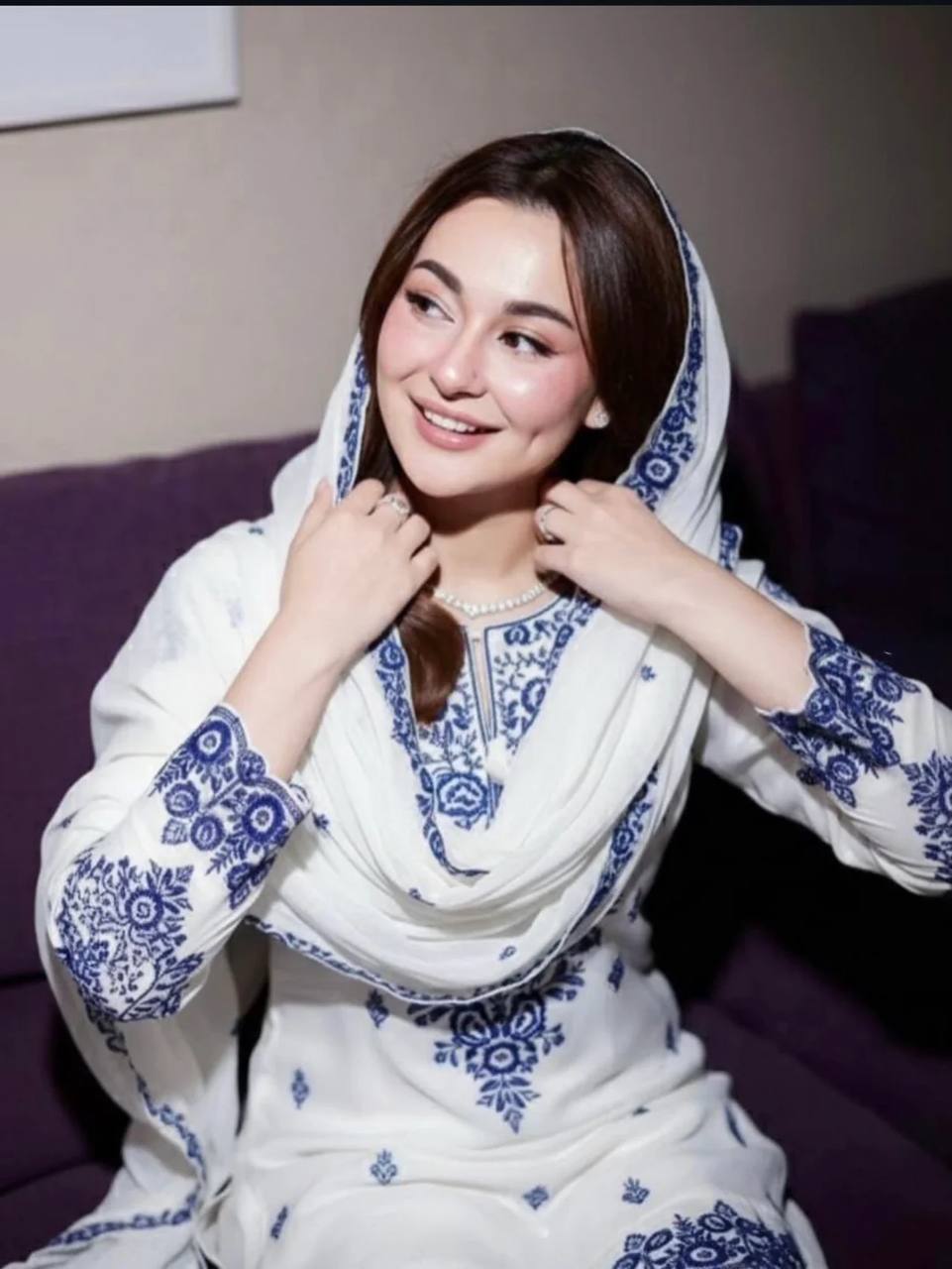New Latest Trendy Designer Embroidered Cotton-Blend Kurta with Matching Trousers and Dupatta