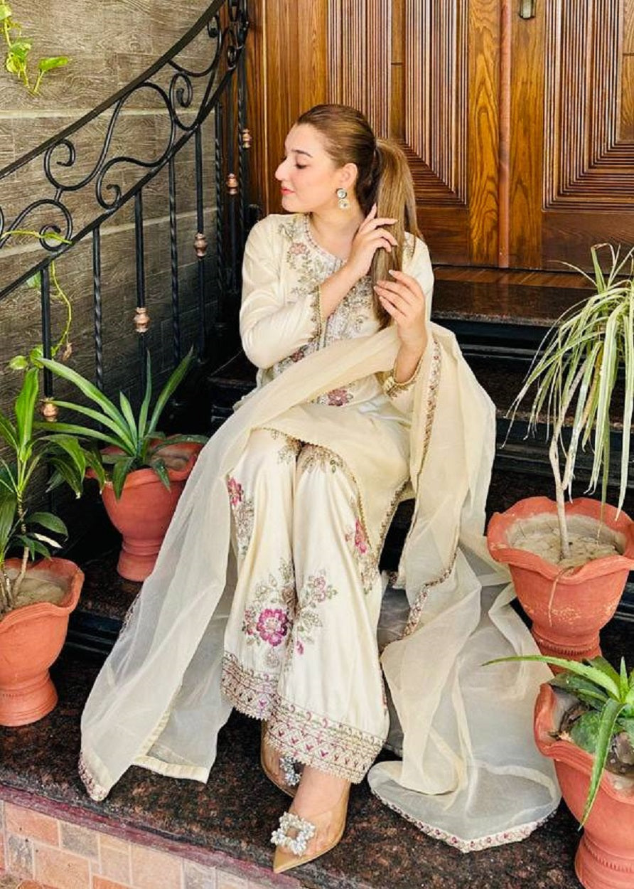 New Latest Trendy Designer Festive Wear Kurta Palazzo Set with Net Dupatta