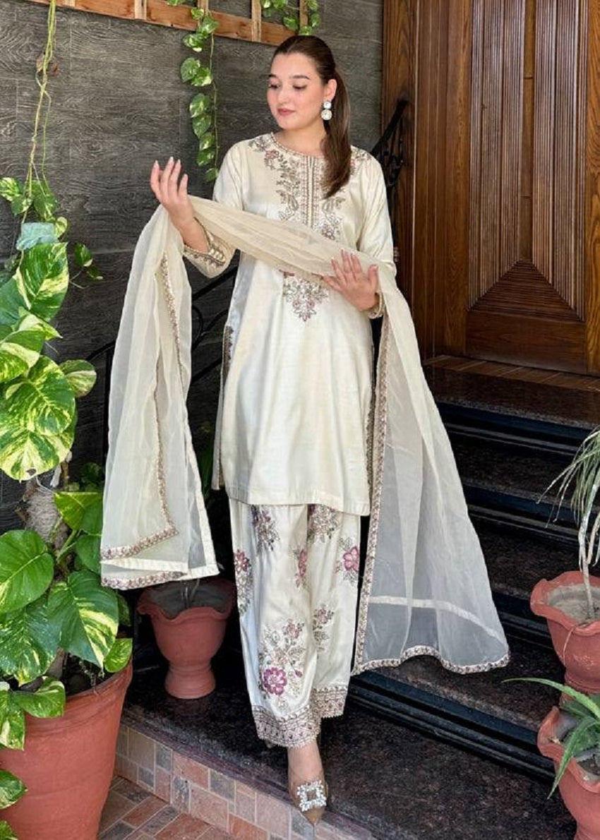 New Latest Trendy Designer Festive Wear Kurta Palazzo Set with Net Dupatta