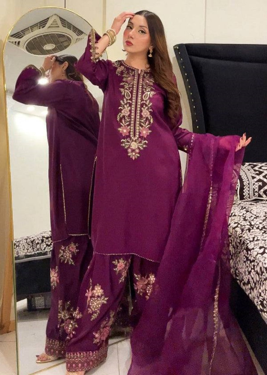 New Latest Trendy Designer Festive Wear Kurta Palazzo Set with Net Dupatta