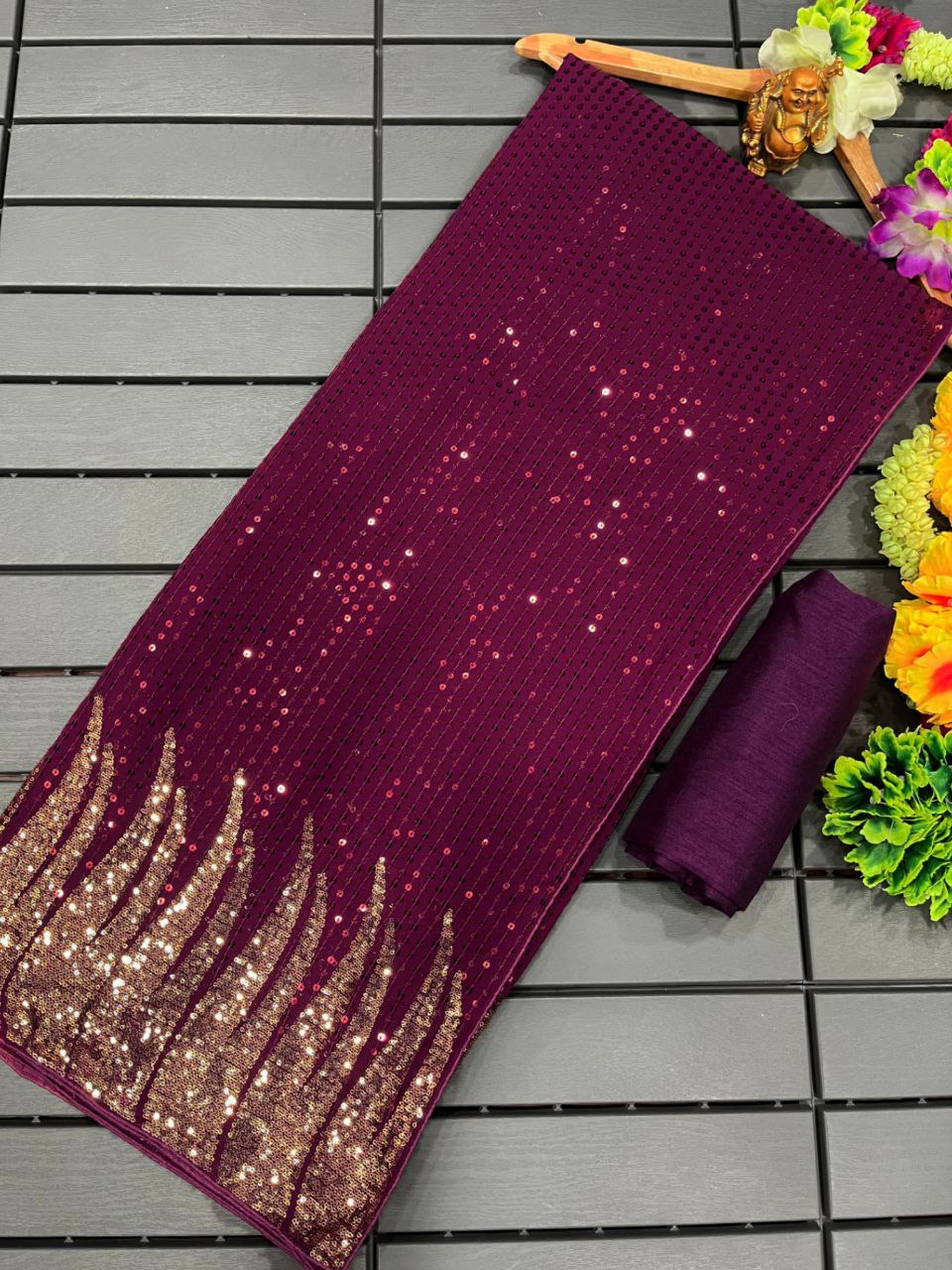 Designer Sequence Work Georgette Saree