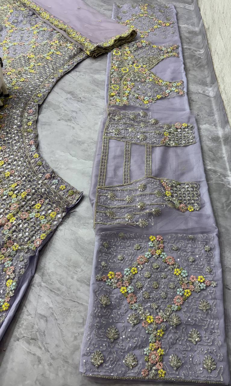 Wedding And Party Wear Heavy Embroidered with Multicolor Floral Sequins Work Semi Stiched Lehenga Choli