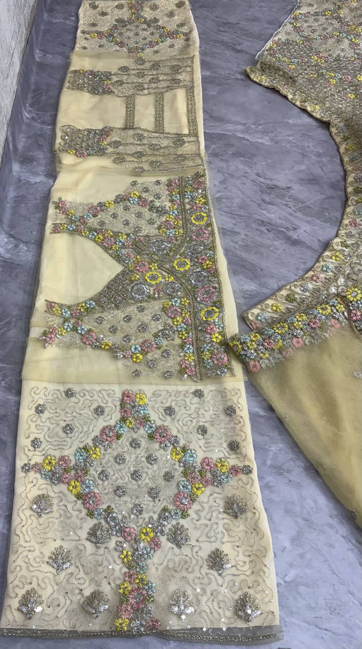 Wedding And Party Wear Heavy Embroidered with Multicolor Floral Sequins Work Semi Stiched Lehenga Choli