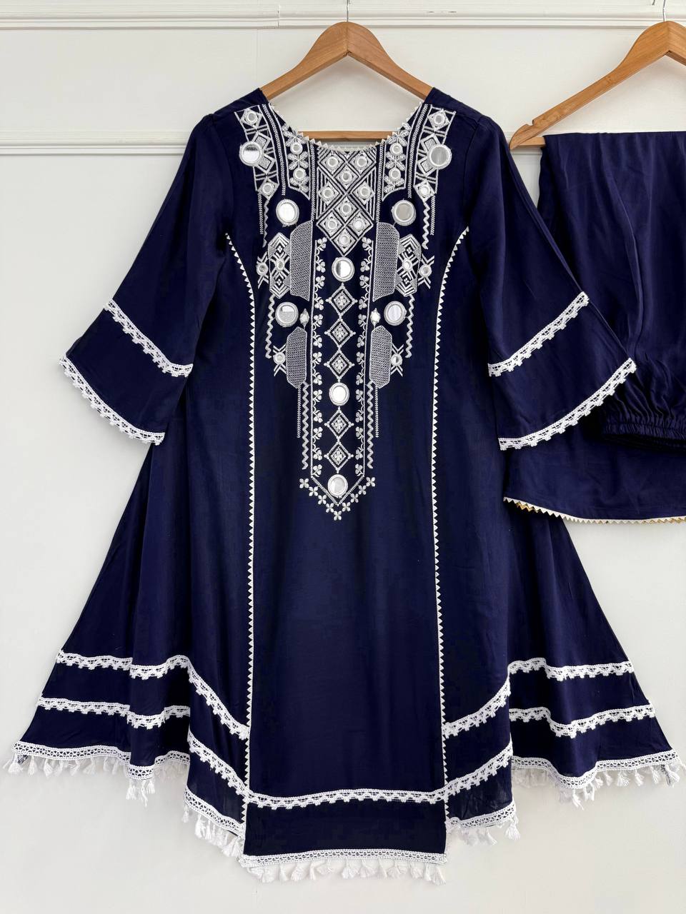 Western Wear Embroidered or Mirror Work  Kurti Palazzo Set