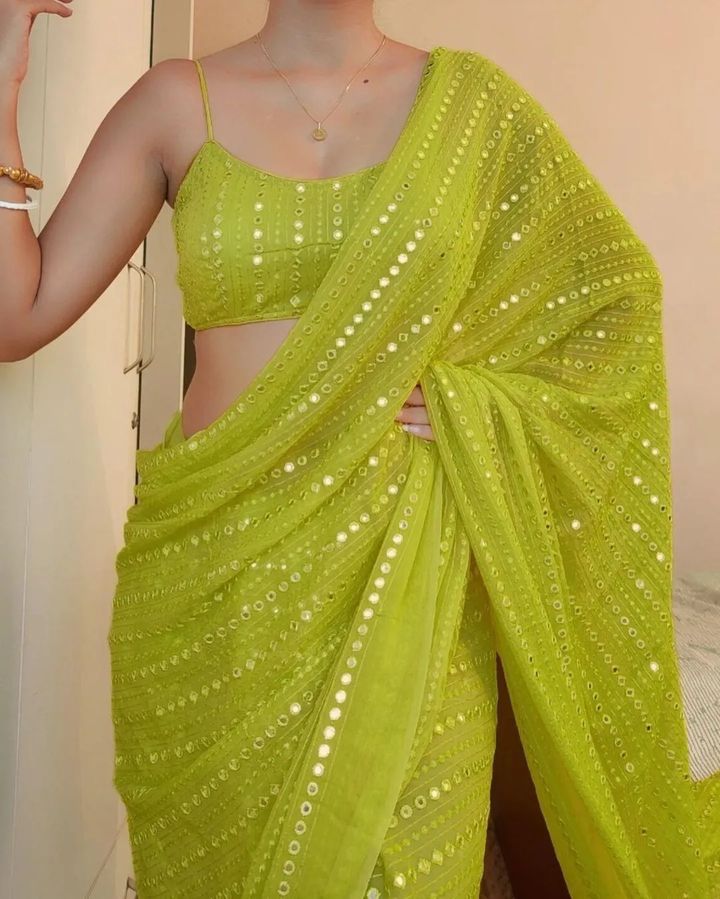 Wedding Wear Soft Georgette Embroidered Lining Saree Blouse For Women