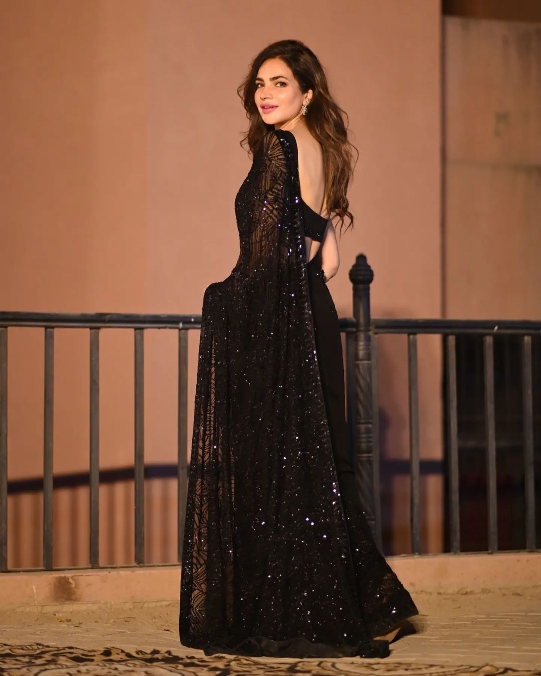 Designer Black Georgette Sequence Work Saree Blouse