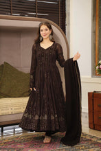 Load image into Gallery viewer, Wedding Wear Black Georgette Embroidered Full Stitched Suit
