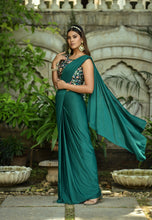 Load image into Gallery viewer, Rama Color 1 Minutes Ready To Wear Malay Silk Saree with Stitched Blouse
