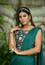 Load image into Gallery viewer, Rama Color 1 Minutes Ready To Wear Malay Silk Saree with Stitched Blouse
