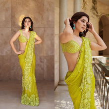 Load image into Gallery viewer, Green Color Tubby Silk Sequence Embroidered Work Saree
