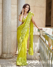 Load image into Gallery viewer, Green Color Tubby Silk Sequence Embroidered Work Saree
