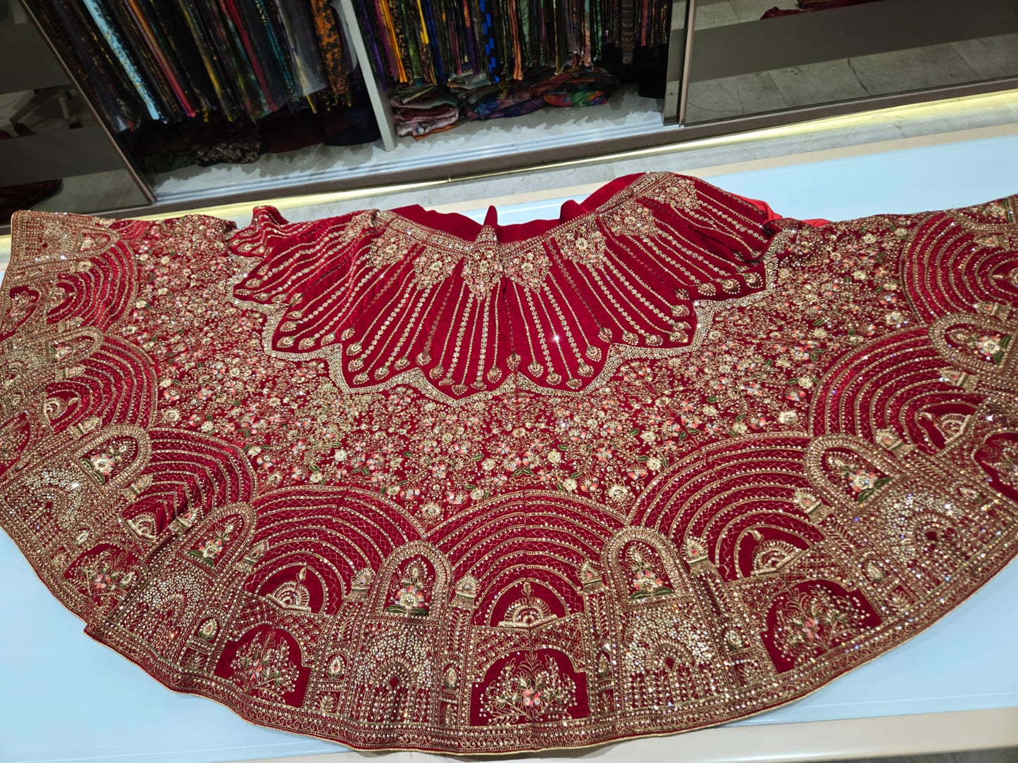 Heavy Velvet Zarkan Diamond Work Bridal Lehenga Choli For Wedding