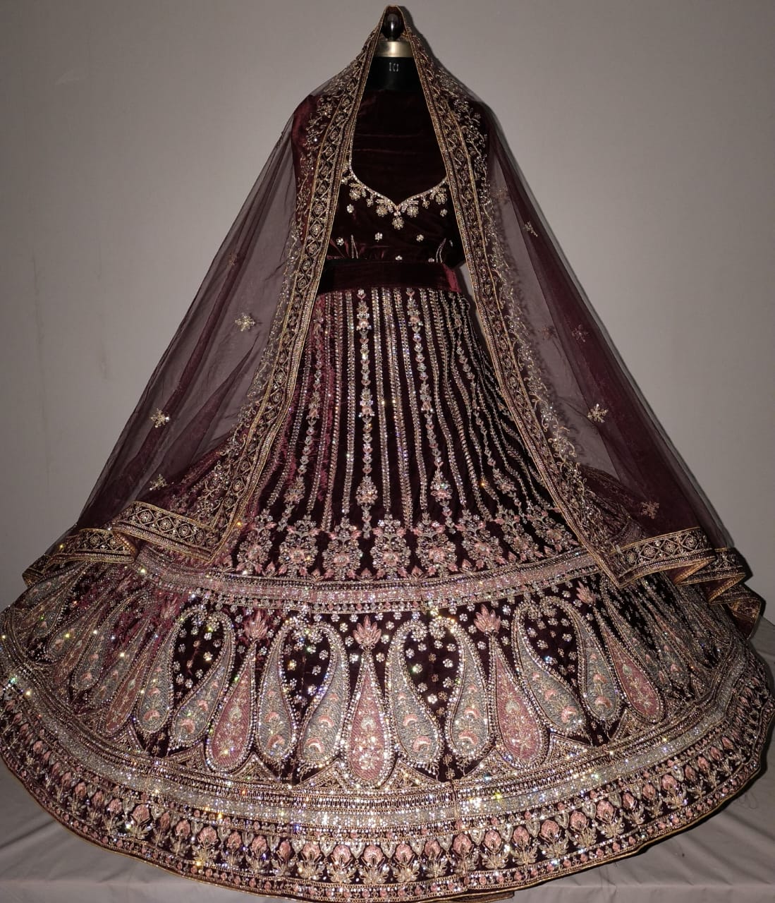 Heavy Velvet Zarkan Diamond Bridal Lehenga For The Bride