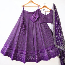 Load image into Gallery viewer, Purple Georgette Semi Stitched Lehenga Choli
